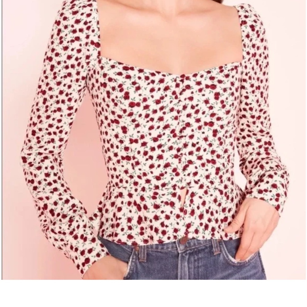 Reformation Amber Floral Blouse Top size 4 Coquette Girl Baddie